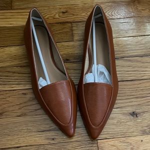 Brown faux leather flats